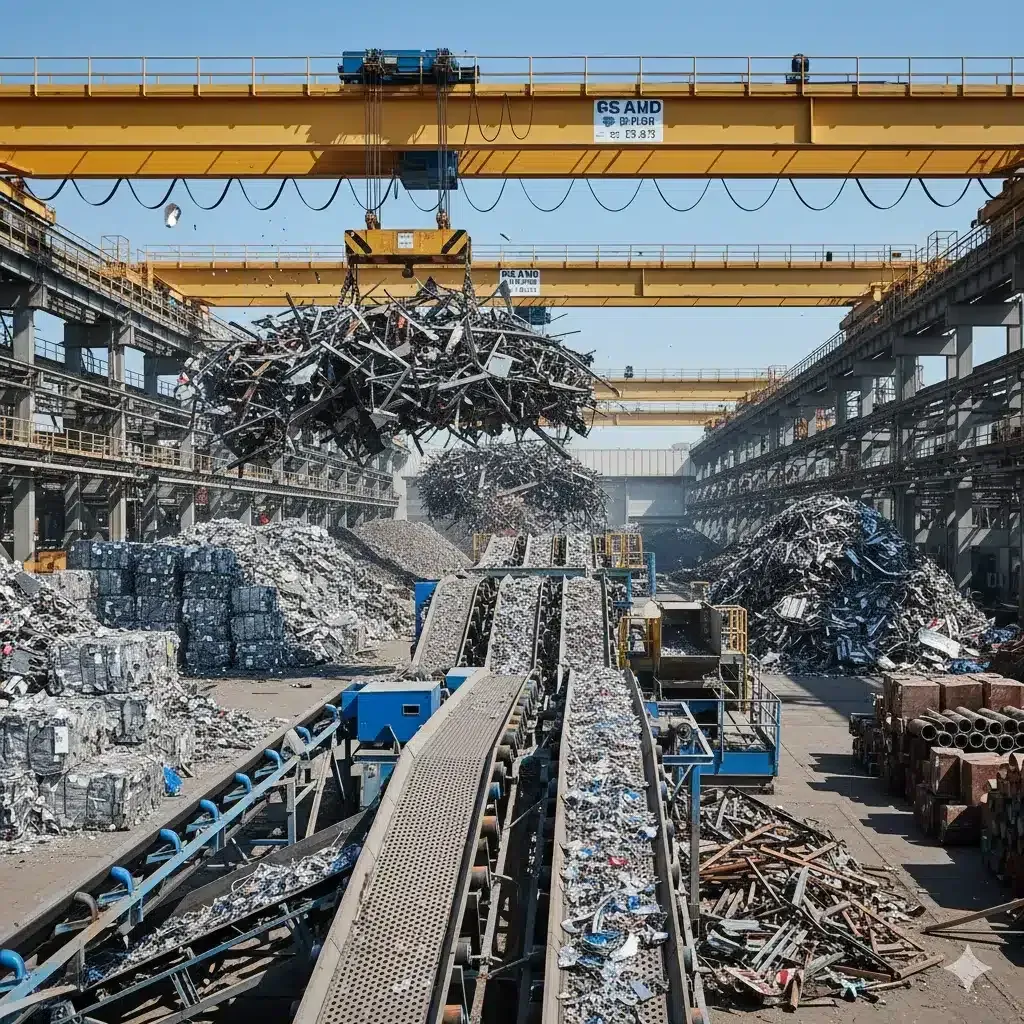 Trituradora de impacto móvil tratando hormigón de demolición con armadura en una planta de reciclaje